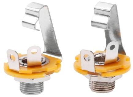 2-Pack Mono Jack Sockets, Universal Guitar Input Jack - Panel & Stereo Mount, With Washer and Nut - Fender Pedals & Bass