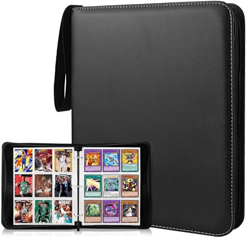 50 Pagine 9 Tasche Album Carte per 900 Carte, Raccoglitore Carte con Cerniera, Raccoglitore Di Carte Collezionabili, Album Di Carte Collezionabili Trasparente Impermeabile, Nero