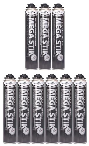 Bond It MEGA STICK PU Foam Adhesive – 9x Beige, 750ml | Fast-Curing Polyurethane Foam Adhesive for Plasterboard, Insulation Boards, Floorboards & Roof Decking