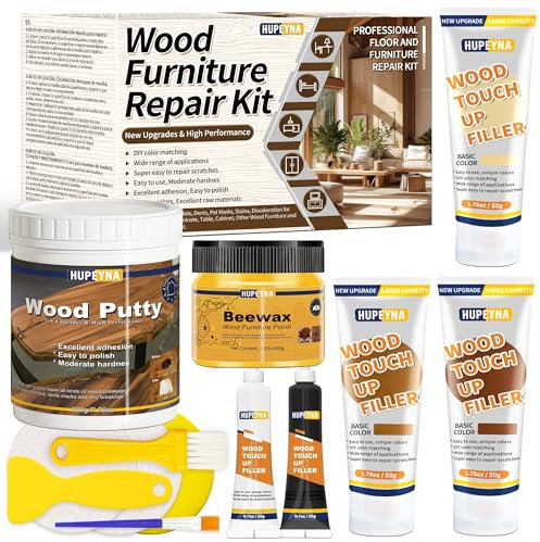 Kit de Reparación de Madera, Gran Capacidad Kit de Reparación de Laminado, Masillas de Madera y Cera de Abejas, Reparación de Manchas, Grietas, Agujeros, Decoloración Reparador Arañazos Parquet