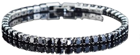 NJIEzhao tennisarmband 4 mm tennisarmband för kvinnor män armband smycken tillbehör (19 cm, svart)