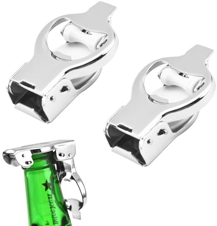 2 apribottiglie in acciaio inox, apribottiglie portatile, apribottiglie di birra, apribottiglie pieghevole, chiusura per bottiglie di birra in acciaio inox, apribottiglie per bar e campeggio