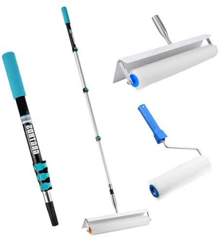 Spiked Self Leveling Cement Tool Kit,Epoxy Flooring Tool Kit,Heavy-Duty Screed Spiked Roller with 22.8~62 Inch Adjustable Extension Pole,Floor Leveling Tools,Spike Roller for Self-Leveling
