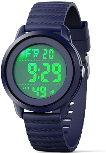 Juboos Mens Digital Watch Sports Waterproof Outdoor Large Face Wristwatches for Men Women with LED Back Light/Alarm/Date