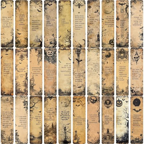 YIMINGOUFEI Gothic Quote Bookmarks, 30 Pack, Halloween, Writable Back | Moody literary accents for journals, study notes and thoughtful reader gifts