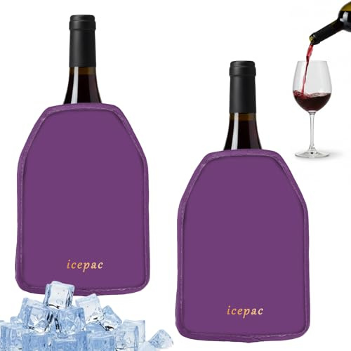 Vinkylare, vinflaska gel kylare ärm fryskylare, långvarig håll vinet svalt och kyla ärm för Prosecco champagne öl vinflaskor (2 st lila)