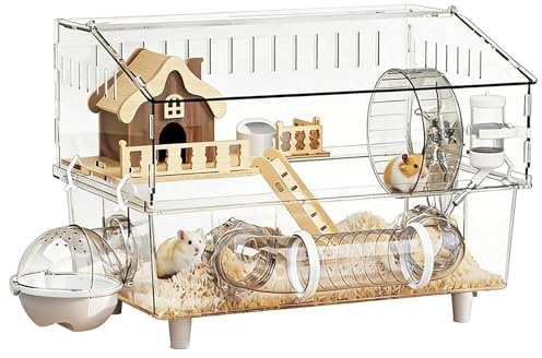 gnagarbur | 2 våningar akrylinhägnad för smådjur för utomhusbruk | för , uteplats, spel, uppfödning och observation