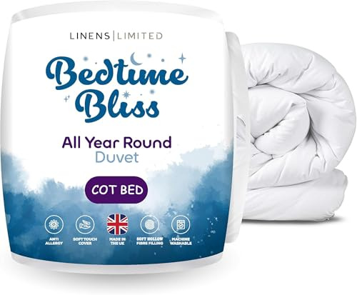 Linens Limited Cot Bed Duvet for Babies & Toddlers – Soft Microfiber Cover with Hollowfibre Filling, Lightweight & Breathable Baby Duvet, 9 Tog, Non Allergenic, Made in UK
