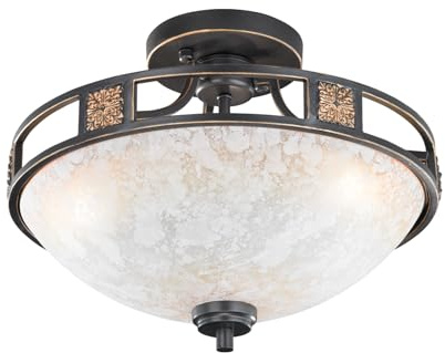 Trio Leuchten LED Deckenleuchte Quinta 608100324, Metall rostfarbig, Glas champagnerfarbig, exkl. 3x E27