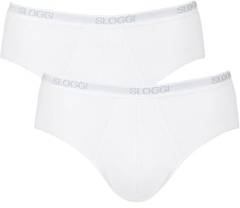 Sloggi Mens 2 Pack Basic Cotton Rich Midi Brief White 36