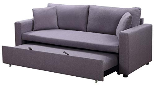 Menzzo Canapé 3 Places Convertible Saphir Tissu Gris Clair