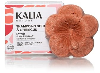 Kalia Nature - Shampoing Solide à l’Hibiscus - Shampoing solide cheveux bouclés - Fortifie, adoucit et fait briller - Soin lavant naturel cheveux ondulés, bouclés, frisés, crépus