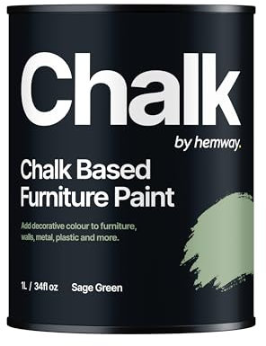 Chalk Based Furniture Paint, Sage Green 1L, Matt Finish Shabby Chic, Chalk Paint Furniture & Walls, Quick Dry & 1 Coat, Hemway
