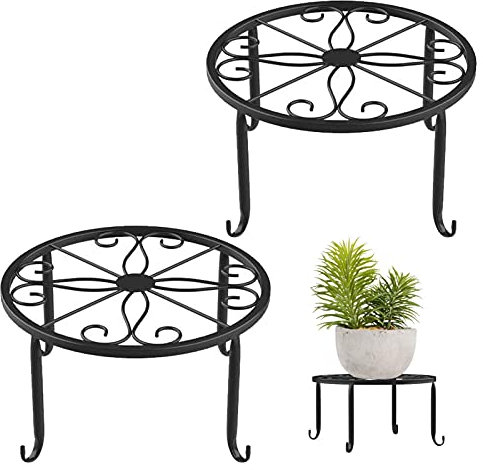 FCQLFYF 2 Stück Blumenhocker,Pflanzenständer,Blumentopfständer,Eisen Blumenregal,Flowerpot Basis,Retro-Design,Für Indoor Outdoor Balkon Wohnzimmer Deko