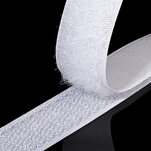 Hook and Loop Strip, 8M Double Sided Sticky Tape, Self Adhesive Sticky Back Fastening Tape (White)