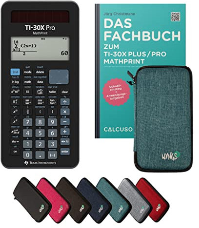 TI-30X Pro MathPrint Incl. Funda Protectora Turquesa y Libro especializado (132 páginas, DIN A5) – Calculadora científica – Smart Set (Alemán)