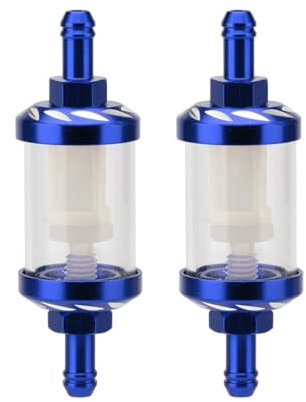 Youery Benzinfilter, Aluminium Heizölfilter, abnehmbarer Filterbecher, für Motorradanschlüsse mit einem Außendurchmesser von 8 mm und einem Innendurchmesser von 6 mm.