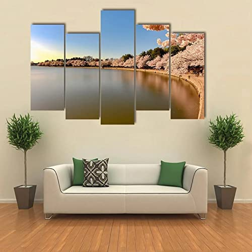 ERGO PLUS Painting Pictures Canvas Wall Art Cherry Blossoms Tidal Basin Framed Ready to Hang Stretched Decoration Bathroom Living Room Bedroom Kitchen Personalized Gallery wrap