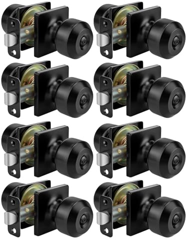Goldenwarm Black Door Knobs, Matte Black Privacy Door Knob Interior, Square Interior DoorKnobs for Bedroom, Bathroom, (8 Pack)
