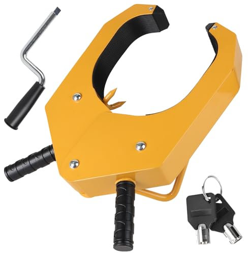 CPROSP Radschloss für 160-380 mm Raddurchmesser Anti-Diebstahl, Reifenkralle für Autos, Lkw, SUVs, Camper, Boote Gelb