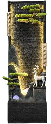 Fuente de Agua para jardín al Aire Libre Fuente de Pared con Cortina de Agua circulante de Estilo Chino con montaña Artificial y Agua Corriente, Adorno Decorativo de pie, Adecuado for Sala de Estar u
