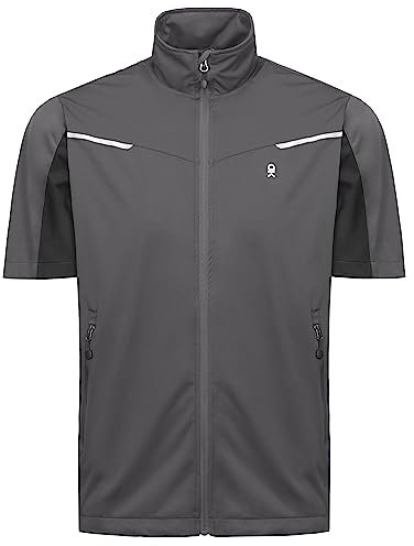 Little Donkey Andy Lightweight Softshell Jackets for Men, Windproof Short Sleeve Sweat Jacket for Hiking, Cycling, Running, Golf, gray, XL