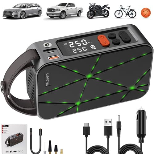 YUNLAN Elektrische Luftpumpe, 150PSI Tragbar Fahrradpumpe Akku mit Digital LED Anzeige, Mini Kompressor Auto Zubehör für Auto Fahrrad Motorrad Bälle etc.