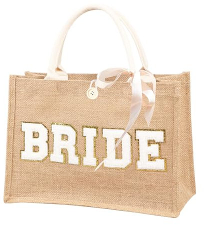 JVAENOUSN Braut Tasche Bride Jute Tragetasche für JGA Junggesellenabschied Frauen Accessoires Braut Einkaufstasche Junggesellinnenabschied Braut Geschenktüten