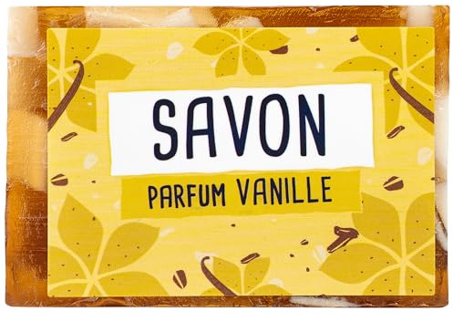 Savon Solide en Tranche Senteur Vanille - Glycérine Végétale 100 g - Adapté à Tous Types de Peau - Hydratation Douceur et Parfum Envoûtant - Soin Douche Hydratant Corps - French Tendance