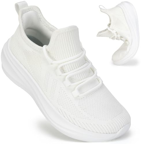 ZOVE Wide Toe Box Shoes Women Extra Wide Width Tennis Sneakers Ultra Light Running Shoes for Women Non-Slip Diabetic Walking Gym Workout Trainer 8815 White 37