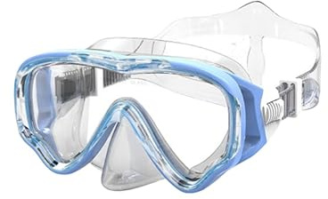 MeeQee Masque de Plongée Enfant Lunettes de Plongée Enfants avec Nez 180°View HD Anti-buée Anti-fuite Lunettes de Natation Masque de Snorkeling Etanche pour Garçons Filles (Bleu ciel)