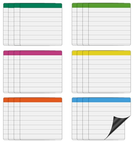 Sticky Notes 4x4 with Ruled Lined,Dry Erase Magnetic Sheets,Small Magnetic Stickers,24 Pieces,Work for Fine Markers on Fridge or Whiteboard