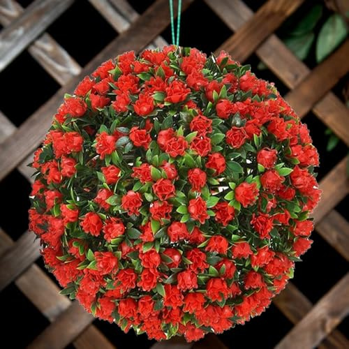 Dolce Vari 28cm Dual Function Solar Powered Topiary Garden Ball Sphere 20 Led Lights (Red, 2)