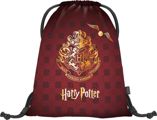 Baagl Gymväska för pojke, vattentät skoväska för barn, skola och dagis sportväska, sportryggsäck, gymväska, harry potter hogwarts vinröd, 46 x 36 x 1 cm