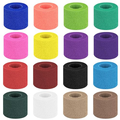 BUTBU 16 Rollos Venda Cohesiva, 5CM*4.5M Banda Venda Cinta Bendaje Adhesiva, Tape Crossfit, Esparadrapo Deportivo, Ven-Da Elastica Adhesivap para Muñeca Dedos Lesiones Deportivas, Hinchazón(Negro)