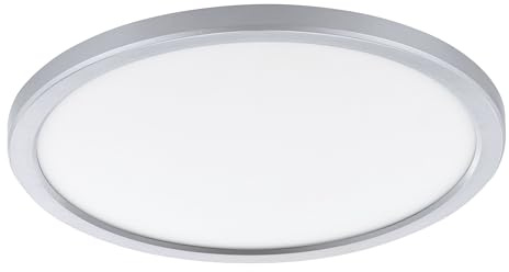 EGLO LED taklampa Campaspero 2, platt rund badrumslampa i silver, plast | belysning neutralvit, IP44, Ø 29,5 cm