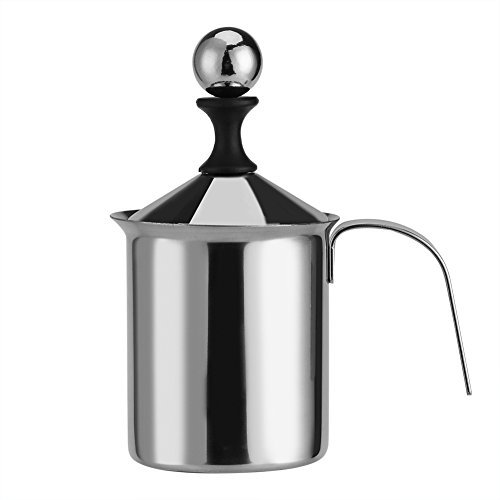 Yosoo - Montalatte con Frusta Manuale, bollilatte in Acciaio Inox per Cappucino, Latte Macchiato 800ML Argento