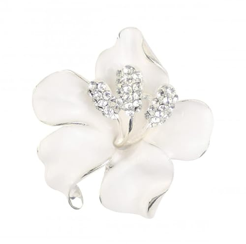 Mecool Brooch Pin for Women Flowers Brooch with Created Crystal White 29.8g