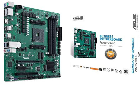 ASUS PRO B550M-C/CSM Business Mainboard Sockel AM4 (AMD B550, Ryzen AM4, Micro-ATX, 2x M.2, PCIe 4.0, 1Gbit/s Ethernet, USB 3.2 Gen 2 Typ C)