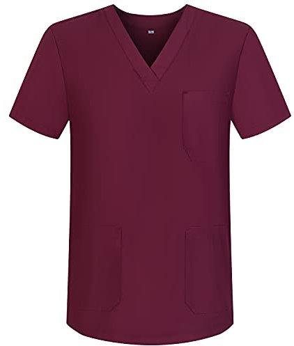 Misemiya - VÊTEMENTS DE Travail Unisex COL PIC Manches Courtes Médicaux Unisexe - BZ-6801 - Medium, Grenat 68