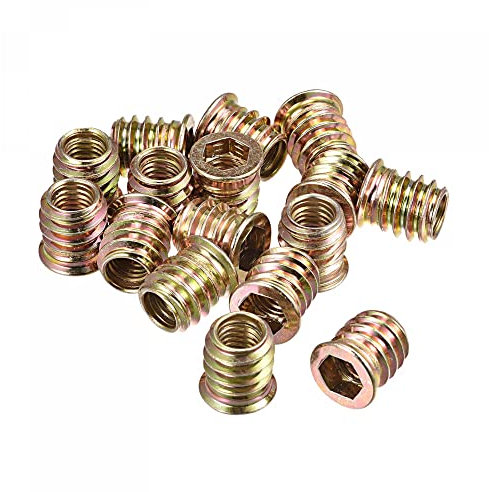 sourcing map M8x15mm Threaded Inserts for Wood Hex Socket Drive Furniture Screw-in Nut 16pcs