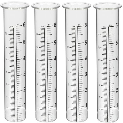 GANAZONO 4Pcs Glass Rain Gauge Replacement Tube Rain Water Meter Measuring Gauge Tube for Yard Garden Outdoor Home