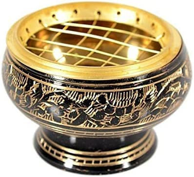PR INTERNATIONAL Hand Crafted Metal Brass Rose Bowl for Incense Burner/Holder for Home Decoration and Gifting