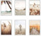 Set 6 cuadros base madera, Decoración Salón Modernos, Dormitorios, Habitación, paisaje, playa, naturaleza con colgadores metálicos, (29 x 20 cm cada cuadro)