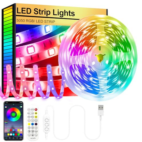 FUPT Striscia LED TV Retroilluminazione, 10M USB Striscia Led RGB con App Control y Mando a Distancia,Luci Led 16 Colorate e 4 Modalità Dinamiche per TV,PC, Festa,Cocina,Camera da Letto,Sala de Estar