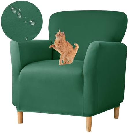 Highdi Stretch Sesselbezug Sesselhusse Elastische Wasserdicht Einfarbig Sofaüberzug Clubsessel Sessel Bezug, Weicher Sesselschoner Sitzbezug Für Sessel Mit Armlehne Hussen Für Sessel (Dunkelgrün)