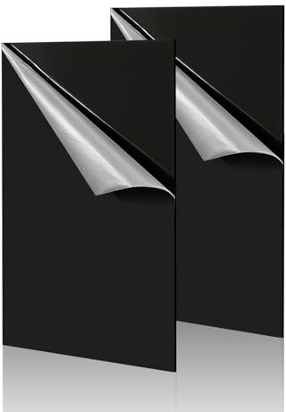 WOPPLXY 2 Pièces Plaque Acrylique Noir 10mm, 29,7 x 21cm Plaque Plastique A4, Feuille de Plastique pour Peinture, Cadre Photo, Présentation de Projet