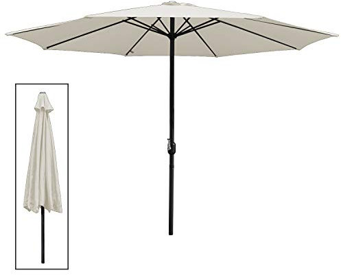 Eulenke Sonnenschirm Ø 350 cm gartenschirm UV-Schutz Polyester Wasserabweisend und schmutzabweisend Groß Marktschirm für Garten, Balkon und Terrasse, ohne Ständer, Creme