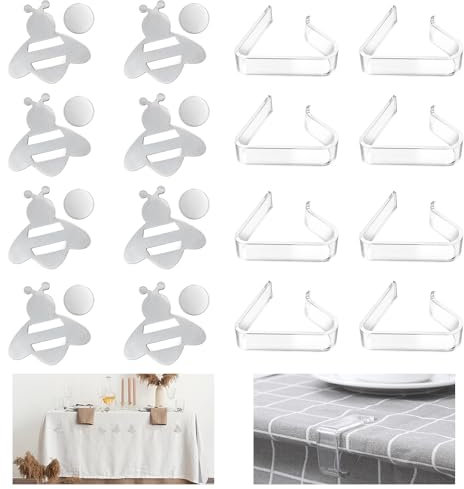 TAIHOBO 8 Stück Tischdeckenbeschwerer Magnetisch mit 8 Tischdeckenklammern, Edelstahl Tischdeckenbeschwerer für Draußen, Magnet Tischdeckengewichte Draussen für Camping Picknick Gärten Party