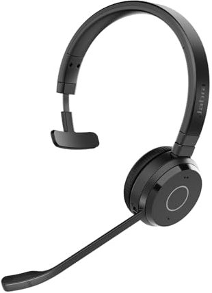 Jabra Evolve 65 TE (3rd Edition 2025) Wireless Bluetooth Mono Headset with Mic, Connect to Two Devices, 16h Battery, Noise-Cancelling Mic, USB-A Adapter, Works with Meeting Apps, Charging Stand, Black